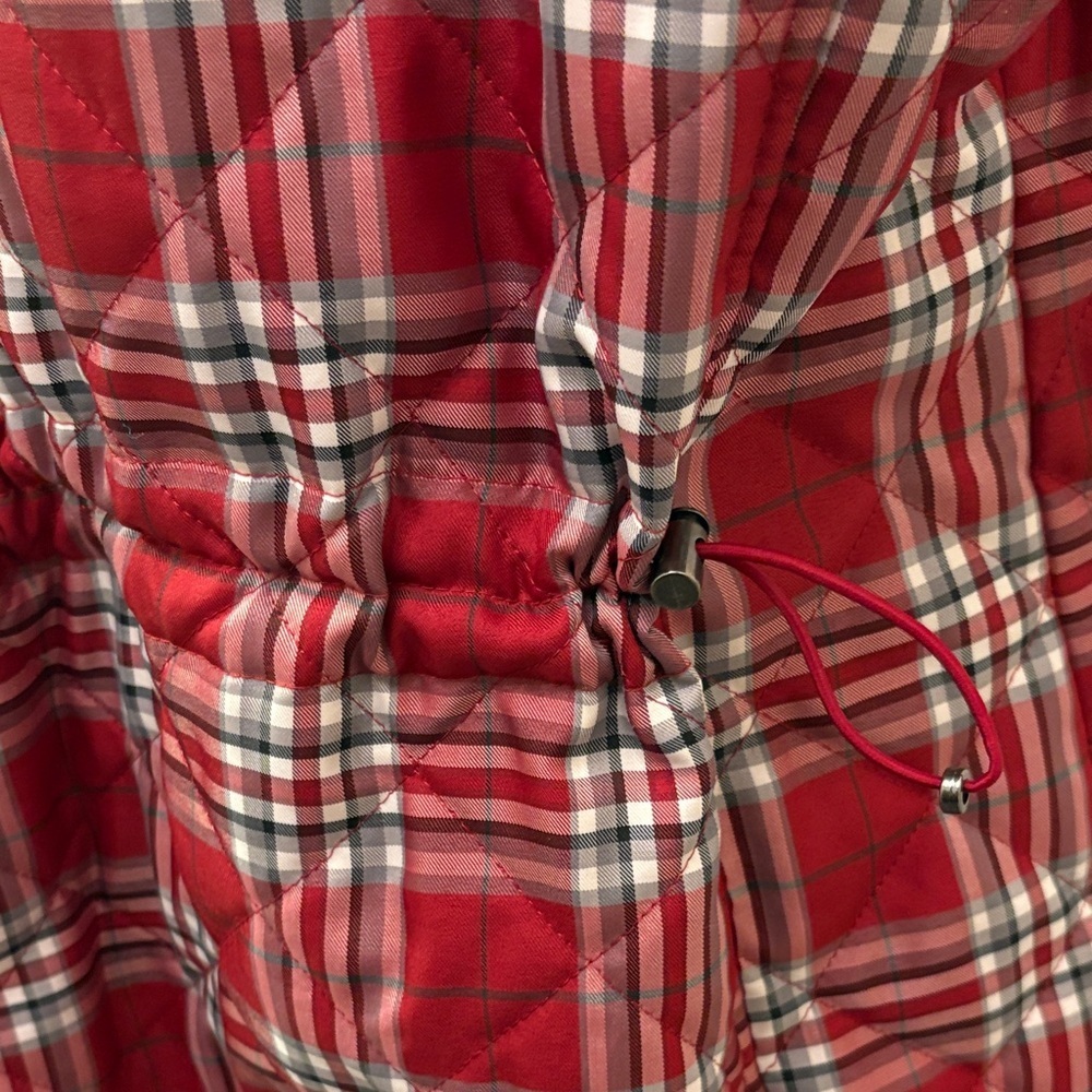 Croft & Barrow Red Plaid Puffer Jacket 1X Vest EUC pockets - Picture 5 of 13